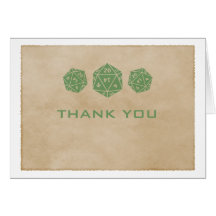Green Grunge D20 Dice Gamer Thank You Card