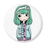 Green Haired Girl magnets