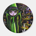 Green Halloween Witch Magnet