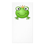 Green happy frog prince, wearing a crown. photo cards
