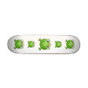 Green happy frog prince, wearing a crown. skateboards
