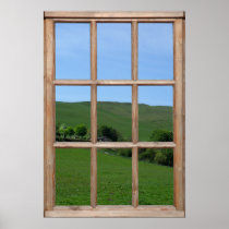 Green Hill View from a Window Print