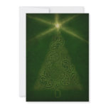 Green Holiday Card with Subtle Paisley Tree invitations