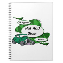 Green Hot Rod Diner Notebooks