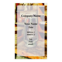 Green Hurricane Lamp In General Store Business Cards