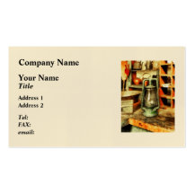 Green Hurricane Lamp In General Store Business Cards