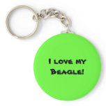 Green I love my beagle keychain
