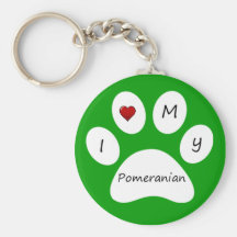 Green I Love My Pomeranian Key Chain