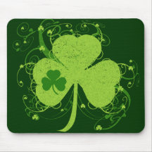 Green Irish Shamrock Mouse Pads