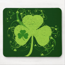 Green Irish Shamrock Mouse Pads