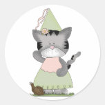 Green Kitty Princess Stickers