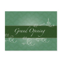 Green Lace and Floral - Grand Opening Postcard