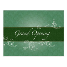 Green Lace and Floral - Grand Opening Postcard