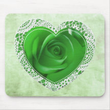 Green Lace Heart mousepad