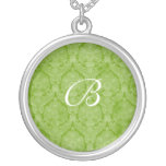Green Lace Monogram Sterling Silver Necklace necklaces