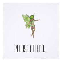 Green Lady Fairy 5 - 3D Fantasy Art - Personalized Invite