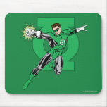 Green Lantern with Logo Background mousepads