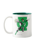 Green Lantern with Logo Background mugs