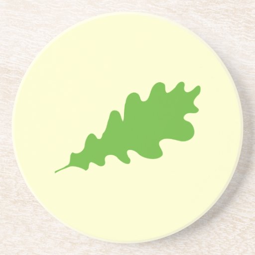 Green Leaf, Oak Tree leaf Design. Drink Coaster