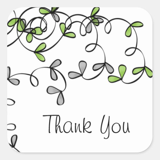 Green Leaf Thank You Square Sticker Zazzle 3603