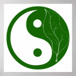 Green Leaf Yin Yang posters