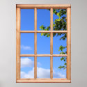 Green Leaves and Summer Sky View from a Window posters