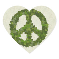 Green Leaves Of Peace Heart Sticker