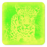 Green Leopard Portrait Vintage Sticker