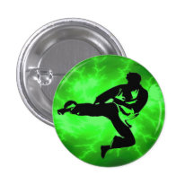 Green Lightning Man pinback button
