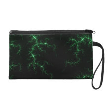Green Lightnings - fractal design Wristlet Purses