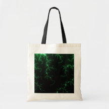 Green Lightnings on Black - fractal design Bags