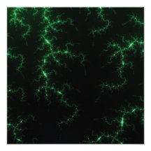 Green Lightnings on Black - fractal design Photo
