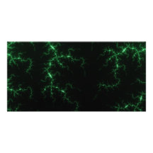 Green Lightnings on Black - fractal design Customized Photo Card