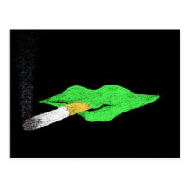 Green Lips Smoking postcards