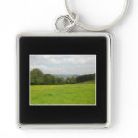 Green meadow. Countryside scenery. Key Chain