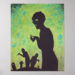 Green Means GO Zombie silhouette Horror Art poster posters