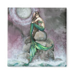 Green Mermaid Magnet by Molly Harrison