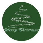 Green Merry Christmas Seal Round Sticker