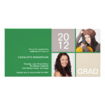 Green modern block class of grad announcement personalized photo card