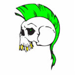green mohawk skull photo sculptures