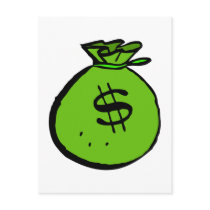 Green moneybag postcard