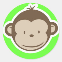Green Monkey Round Sticker