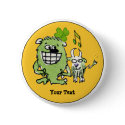 Green Monster Goat Shamrock Cartoon Buttons Pins