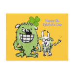 Green Monster Goat Shamrock Cartoon Postcards