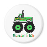 Green Monster Truck Refrigerator Magnets