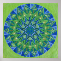 Green Moon Mandala Print
