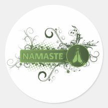 Green Namaste English Stickers