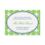 Green navy oval lace preppy wedding reception card business card