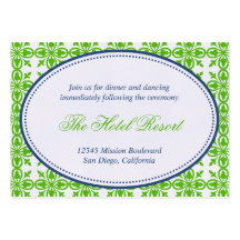 Green navy oval lace preppy wedding reception card business cards