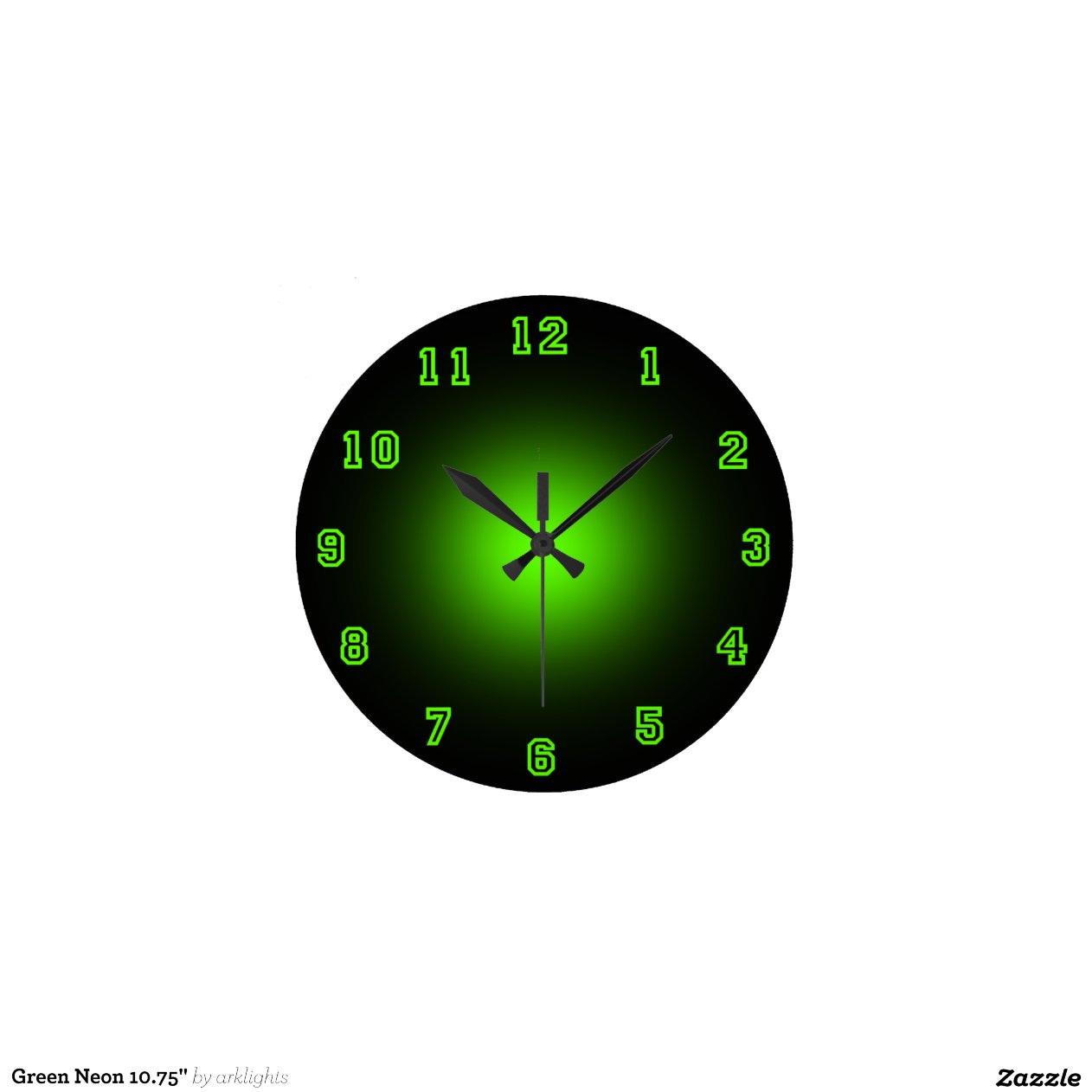 Green Neon 10.75" Round Wall Clock Zazzle